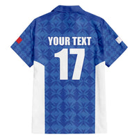 Custom Malta Football Jersey Go Champions Family Matching Off Shoulder Short Dress and Hawaiian Shirt Blue Style