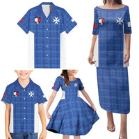 Custom Malta Football Jersey Go Champions Family Matching Puletasi and Hawaiian Shirt Blue Style