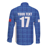 Custom Malta Football Jersey Go Champions Long Sleeve Button Shirt Blue Style