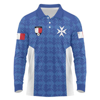 Custom Malta Football Jersey Go Champions Long Sleeve Polo Shirt Blue Style
