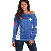 Custom Malta Football Jersey Go Champions Off Shoulder Sweater Blue Style