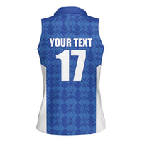 Custom Malta Football Jersey Go Champions Women Sleeveless Polo Shirt Blue Style