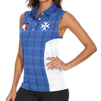Custom Malta Football Jersey Go Champions Women Sleeveless Polo Shirt Blue Style