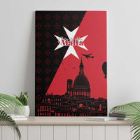 Malta Cross With Valletta Capital Canvas Wall Art Scenery in Velletta Capital