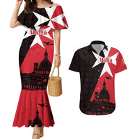 Malta Cross With Valletta Capital Couples Matching Mermaid Dress and Hawaiian Shirt Scenery in Velletta Capital