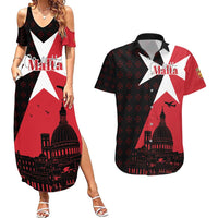 Malta Cross With Valletta Capital Couples Matching Summer Maxi Dress and Hawaiian Shirt Scenery in Velletta Capital