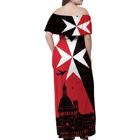 Malta Cross With Valletta Capital Family Matching Off Shoulder Maxi Dress and Hawaiian Shirt Scenery in Velletta Capital