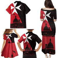 Malta Cross With Valletta Capital Family Matching Puletasi and Hawaiian Shirt Scenery in Velletta Capital