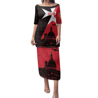 Malta Cross With Valletta Capital Family Matching Puletasi and Hawaiian Shirt Scenery in Velletta Capital