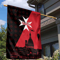 Malta Cross With Valletta Capital Garden Flag Scenery in Velletta Capital