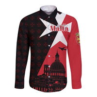 Malta Cross With Valletta Capital Long Sleeve Button Shirt Scenery in Velletta Capital