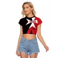 Malta Cross With Valletta Capital Raglan Cropped T Shirt Scenery in Velletta Capital