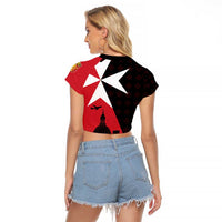 Malta Cross With Valletta Capital Raglan Cropped T Shirt Scenery in Velletta Capital