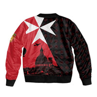 Malta Cross With Valletta Capital Sleeve Zip Bomber Jacket Scenery in Velletta Capital