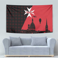 Malta Cross With Valletta Capital Tapestry Scenery in Velletta Capital