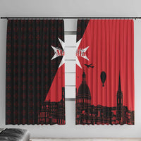 Malta Cross With Valletta Capital Window Curtain Scenery in Velletta Capital