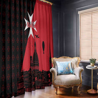 Malta Cross With Valletta Capital Window Curtain Scenery in Velletta Capital