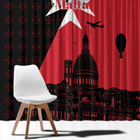 Malta Cross With Valletta Capital Window Curtain Scenery in Velletta Capital