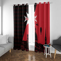 Malta Cross With Valletta Capital Window Curtain Scenery in Velletta Capital