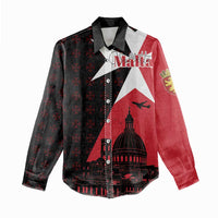 Malta Cross With Valletta Capital Women Casual Shirt Scenery in Velletta Capital