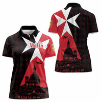 Malta Cross With Valletta Capital Women Polo Shirt Scenery in Velletta Capital