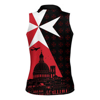 Malta Cross With Valletta Capital Women Sleeveless Polo Shirt Scenery in Velletta Capital