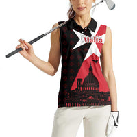 Malta Cross With Valletta Capital Women Sleeveless Polo Shirt Scenery in Velletta Capital