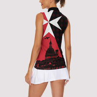 Malta Cross With Valletta Capital Women Sleeveless Polo Shirt Scenery in Velletta Capital
