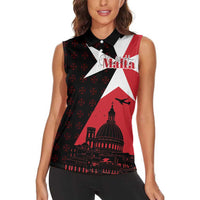 Malta Cross With Valletta Capital Women Sleeveless Polo Shirt Scenery in Velletta Capital