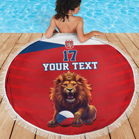 Custom Czech Republic Football Go Champions Beach Blanket Sporty Style with Lion Mascot