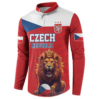 Custom Czech Republic Football Go Champions Button Sweatshirt Sporty Style with Lion Mascot