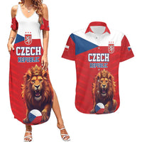 Custom Czech Republic Football Go Champions Couples Matching Summer Maxi Dress and Hawaiian Shirt Sporty Style with Lion Mascot