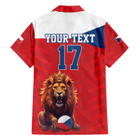 Custom Czech Republic Football Go Champions Family Matching Long Sleeve Bodycon Dress and Hawaiian Shirt Sporty Style with Lion Mascot