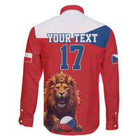 Custom Czech Republic Football Go Champions Family Matching Off The Shoulder Long Sleeve Dress and Hawaiian Shirt Sporty Style with Lion Mascot