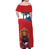 Custom Czech Republic Football Go Champions Family Matching Off Shoulder Maxi Dress and Hawaiian Shirt Sporty Style with Lion Mascot