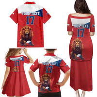 Custom Czech Republic Football Go Champions Family Matching Puletasi and Hawaiian Shirt Sporty Style with Lion Mascot