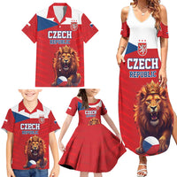 Custom Czech Republic Football Go Champions Family Matching Summer Maxi Dress and Hawaiian Shirt Sporty Style with Lion Mascot