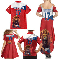Custom Czech Republic Football Go Champions Family Matching Summer Maxi Dress and Hawaiian Shirt Sporty Style with Lion Mascot