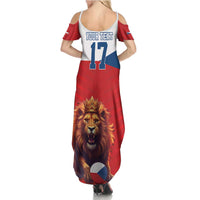 Custom Czech Republic Football Go Champions Family Matching Summer Maxi Dress and Hawaiian Shirt Sporty Style with Lion Mascot