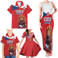 Custom Czech Republic Football Go Champions Family Matching Tank Maxi Dress and Hawaiian Shirt Sporty Style with Lion Mascot