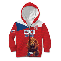 Custom Czech Republic Football Go Champions Kid Hoodie Sporty Style with Lion Mascot