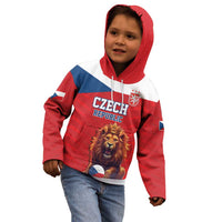 Custom Czech Republic Football Go Champions Kid Hoodie Sporty Style with Lion Mascot