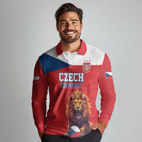 Custom Czech Republic Football Go Champions Long Sleeve Polo Shirt Sporty Style with Lion Mascot