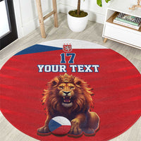 Custom Czech Republic Football Go Champions Round Carpet Sporty Style with Lion Mascot
