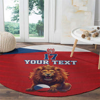 Custom Czech Republic Football Go Champions Round Carpet Sporty Style with Lion Mascot