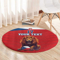 Custom Czech Republic Football Go Champions Round Carpet Sporty Style with Lion Mascot