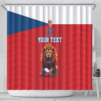 Custom Czech Republic Football Go Champions Shower Curtain Sporty Style with Lion Mascot
