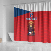Custom Czech Republic Football Go Champions Shower Curtain Sporty Style with Lion Mascot