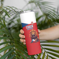 Custom Czech Republic Football Go Champions Skinny Tumbler Sporty Style with Lion Mascot
