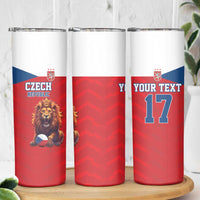 Custom Czech Republic Football Go Champions Skinny Tumbler Sporty Style with Lion Mascot